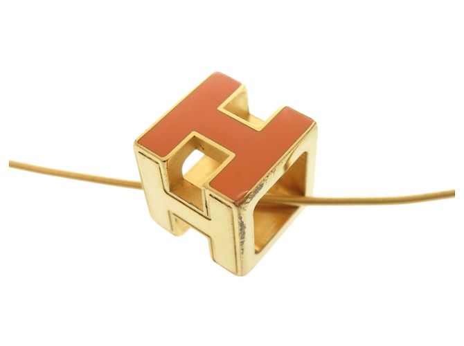 Hermès Collar Hermes Cage d'H H-Cube Metal Naranja Dorado - vista 5
