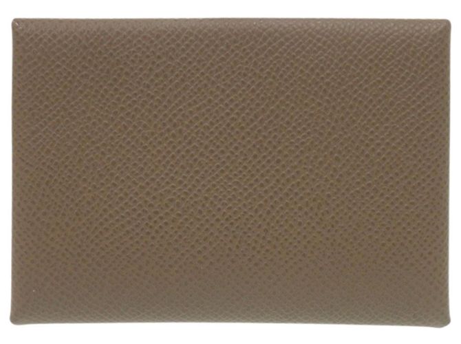 Hermès Tarjetero Hermes Calvi Duo en Etoupe Gray Gris pardo - vista 3