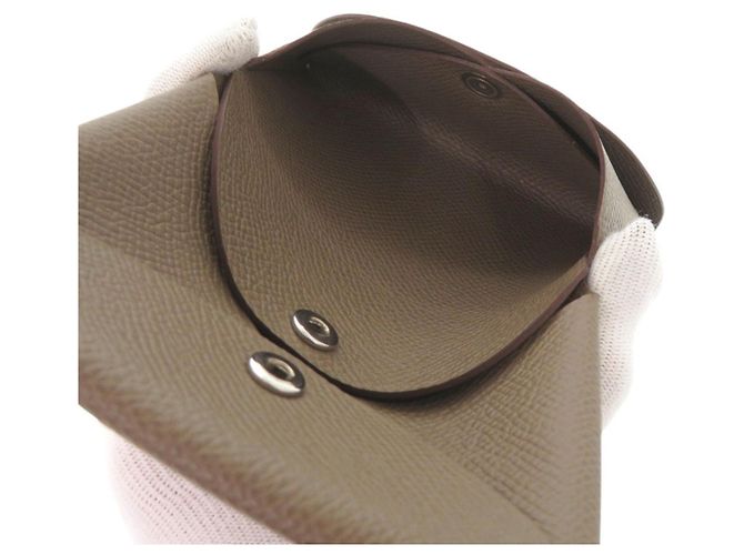 Hermès Tarjetero Hermes Calvi Duo en Etoupe Gray Gris pardo - vista 6