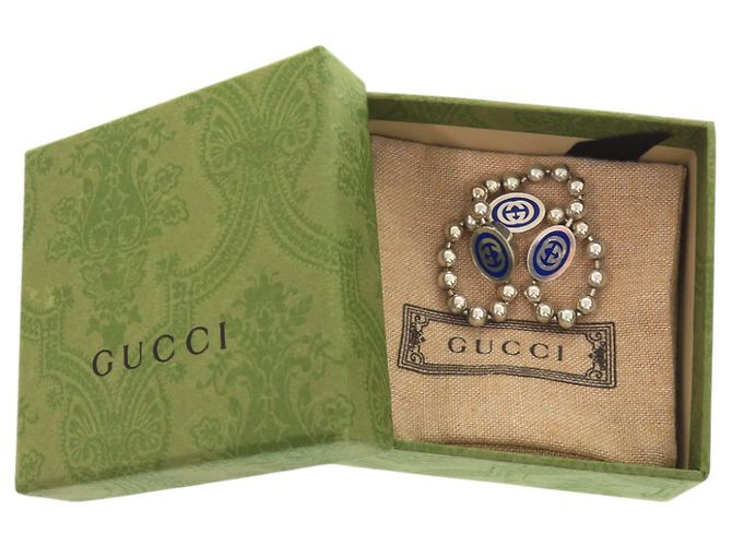 Bracciale charm con catena a sfere Gucci G Argento Blu - vista 2