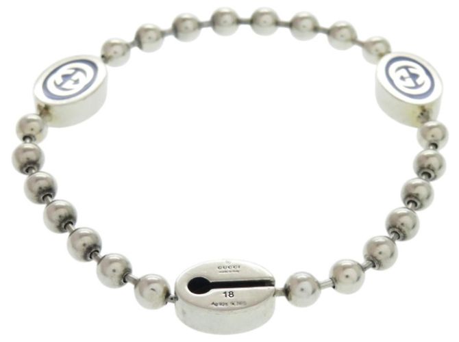 Bracciale charm con catena a sfere Gucci G Argento Blu - vista 3