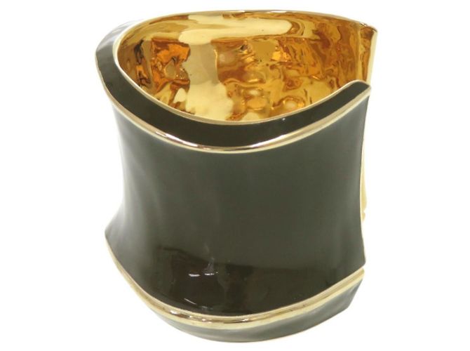 Bracciale largo Gucci in metallo verde kaki e oro D'oro Cachi - vista 2