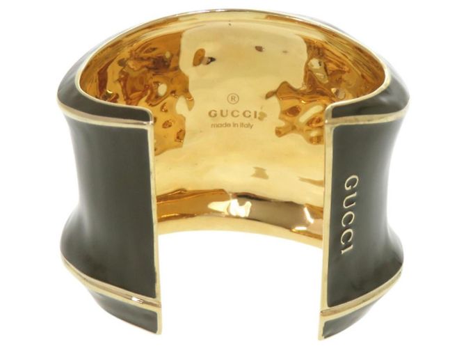 Bracciale largo Gucci in metallo verde kaki e oro D'oro Cachi - vista 3