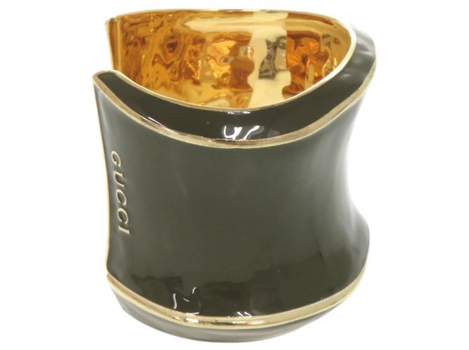 Bracciale largo Gucci in metallo verde kaki e oro D'oro Cachi - vista 4
