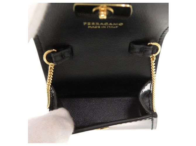 Mini borsa a tracolla Salvatore Ferragamo Gancini con catena Nero - vista 5