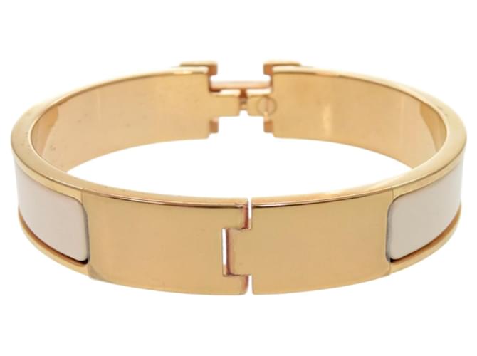 Hermès Pulsera Click H PM Hermes Blanco Dorado - vista 2