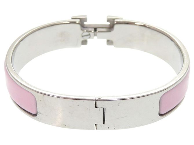 Hermès Click H PM Armreif Silber Pink - Ansicht 2