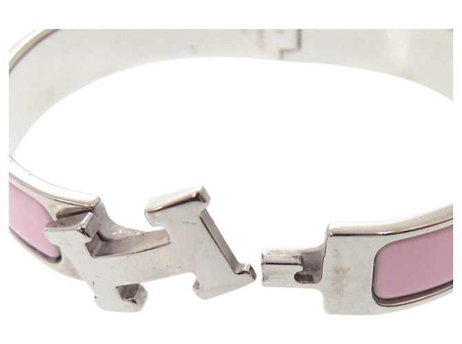 Hermès Click H PM Armreif Silber Pink - Ansicht 3