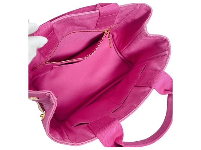 Borsa Tote Prada Canapa Denim Rosa - vista 11