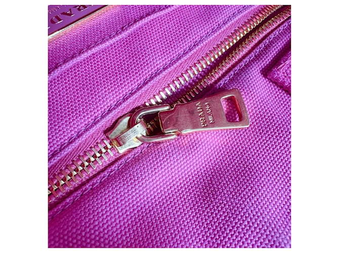 Borsa Tote Prada Canapa Denim Rosa - vista 14
