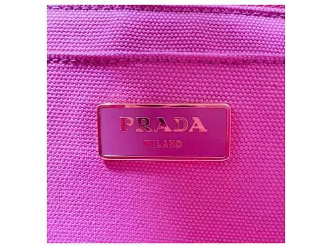 Borsa Tote Prada Canapa Denim Rosa - vista 15