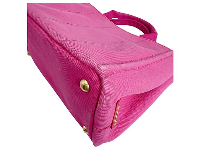 Borsa Tote Prada Canapa Denim Rosa - vista 7