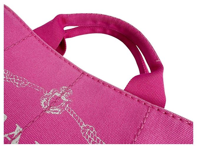 Borsa Tote Prada Canapa Denim Rosa - vista 9