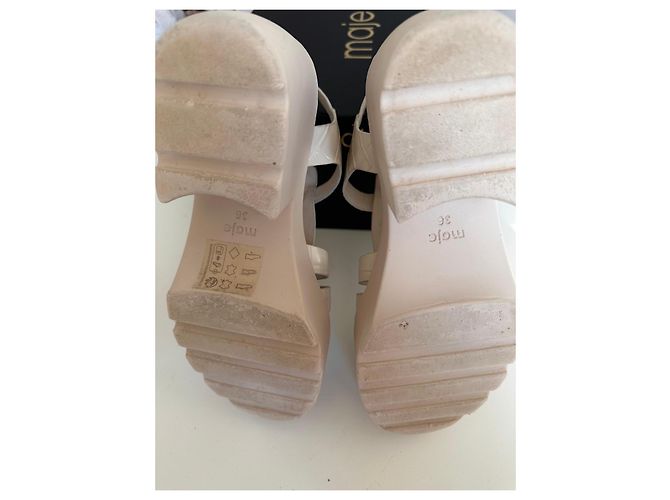 Maje Cream Croc-Effect Leather Platform Sandals - view 4