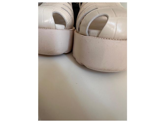 Maje Cream Croc-Effect Leather Platform Sandals - view 5