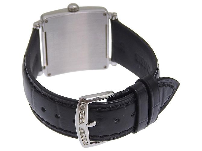 Franck Muller Master Square Quartz Acier Inoxydable et Alligator avec Lunette et Cornes en Diamants 29 - vue 2