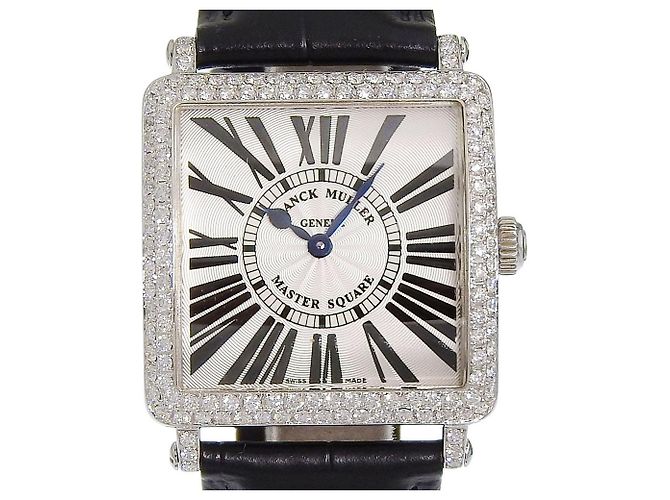 Franck Muller Master Square Quartz Acier Inoxydable et Alligator avec Lunette et Cornes en Diamants 29 - vue 4