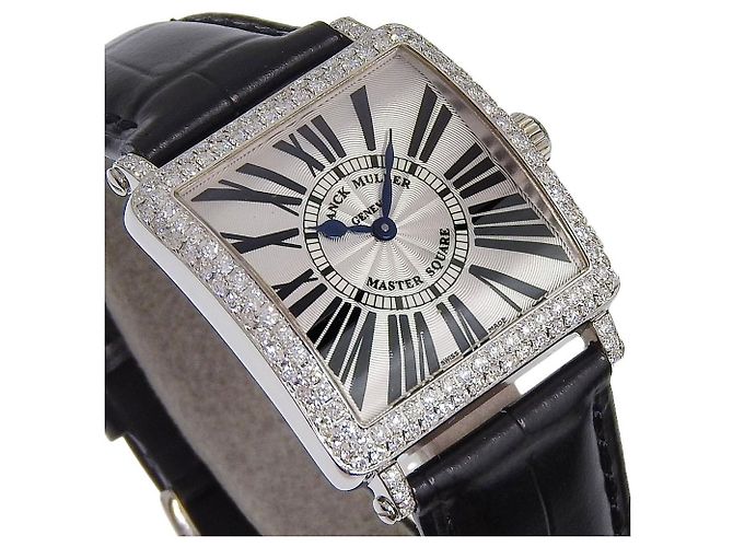 Franck Muller Master Square Quartz Acier Inoxydable et Alligator avec Lunette et Cornes en Diamants 29 - vue 6