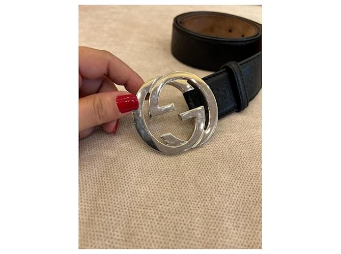Gucci Interlocking G Ledergürtel Schwarz - Ansicht 2