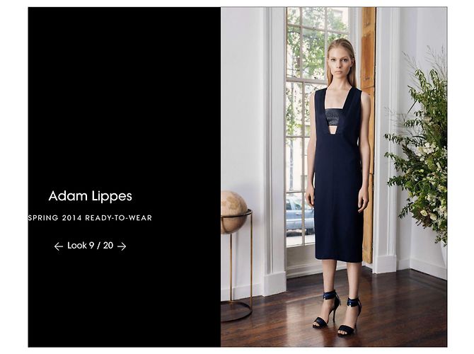 Adam Lippes Spring 2014 Runway Seidengefüttertes Cut-Out Midi-Kleid Marineblau - Ansicht 10