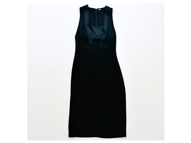 Adam Lippes Spring 2014 Runway Seidengefüttertes Cut-Out Midi-Kleid Marineblau - Ansicht 4