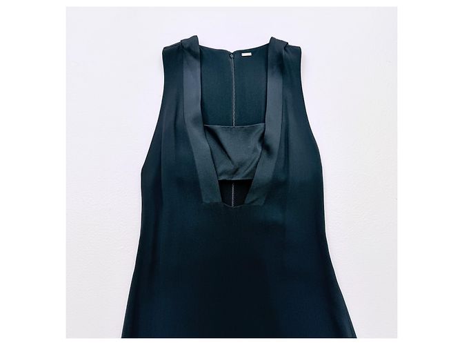 Adam Lippes Spring 2014 Runway Seidengefüttertes Cut-Out Midi-Kleid Marineblau - Ansicht 6