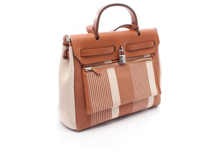 Hermès Borsa Hermes Herbag Zip PM Letourne H Vibration Marrone Crudo - vista 2