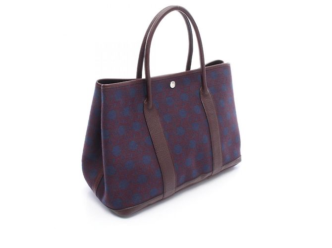 Hermès Borsa Tote Hermes Garden Party PM Bordò Blu navy - vista 2