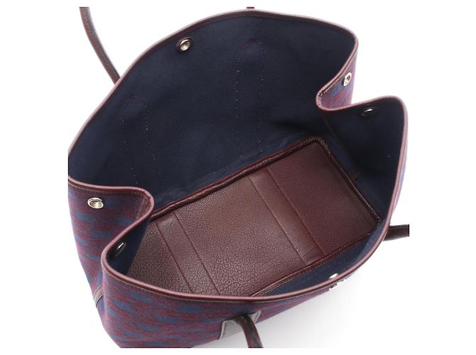 Hermès Borsa Tote Hermes Garden Party PM Bordò Blu navy - vista 3