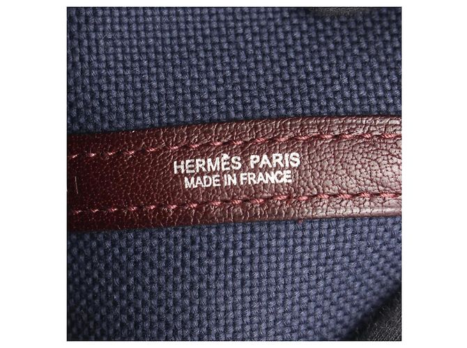 Hermès Borsa Tote Hermes Garden Party PM Bordò Blu navy - vista 4