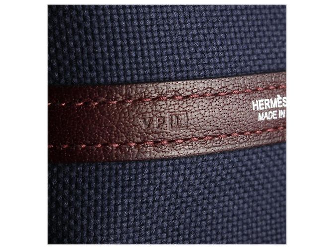 Hermès Borsa Tote Hermes Garden Party PM Bordò Blu navy - vista 5