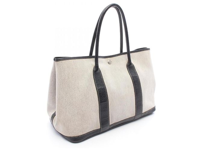 Hermès Borsa Tote Hermes Garden Party PM Marrone Nero - vista 2