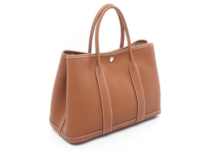 Hermès Borsa Tote Hermes Garden Party TPM Gold Marrone - vista 2