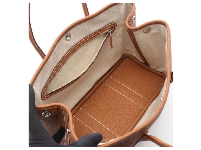 Hermès Borsa Tote Hermes Garden Party TPM Gold Marrone - vista 3