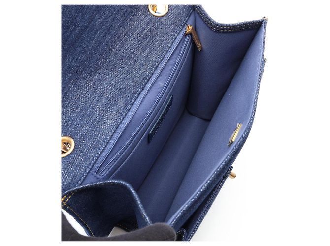 Zaino Chanel Matelassé Denim Chain Blu - vista 3