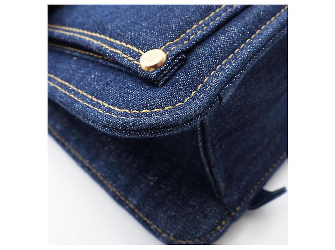 Zaino Chanel Matelassé Denim Chain Blu - vista 7