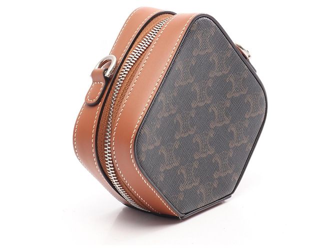 Céline Celine Triomphe Mini Schultertasche Braun Schwarz - Ansicht 2
