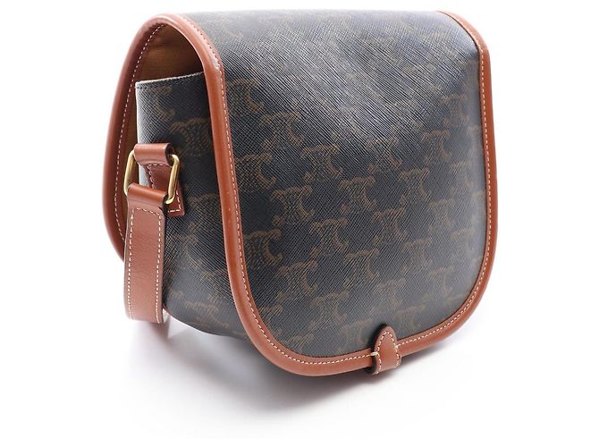 Céline Borsa a tracolla Celine CELINE Folco Medium Bag Triomphe Marrone Nero - vista 2