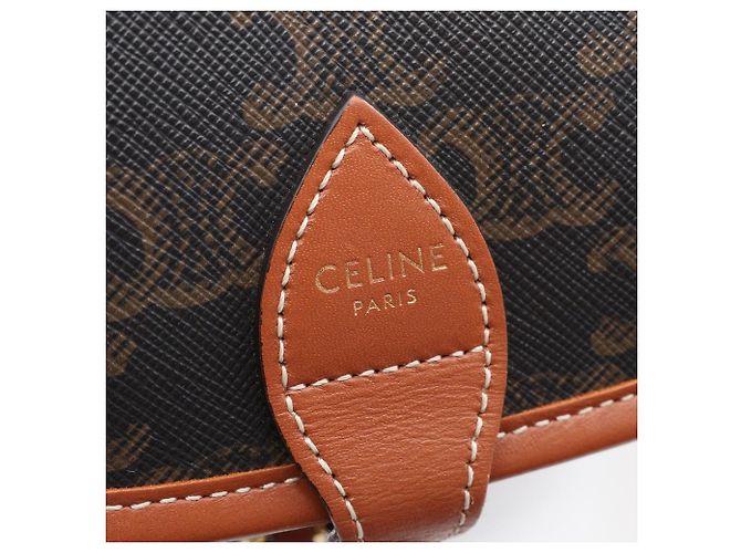Céline Borsa a tracolla Celine CELINE Folco Medium Bag Triomphe Marrone Nero - vista 4