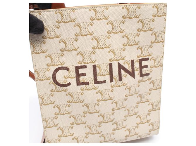 Céline Borsa Tote Verticale Mini Triomphe Celine Marrone Crudo - vista 4