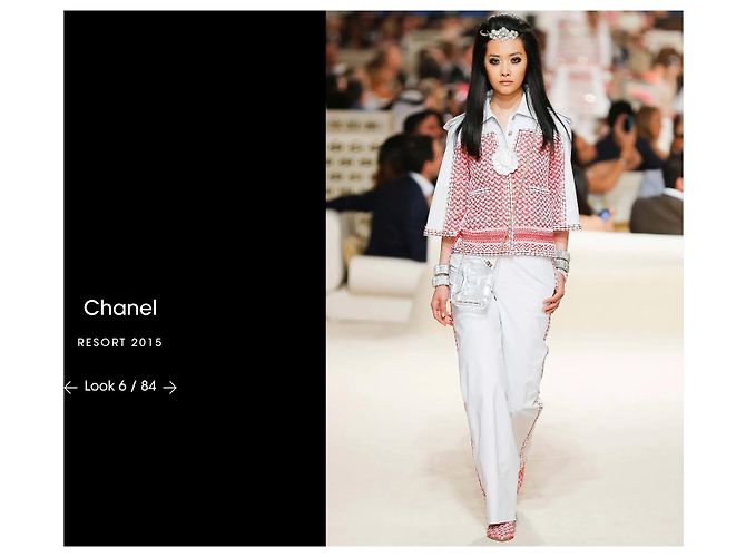 Timeless Mules in tweed rosa Chanel Resort 2015 Runway con lacci Rosso D'oro - vista 8