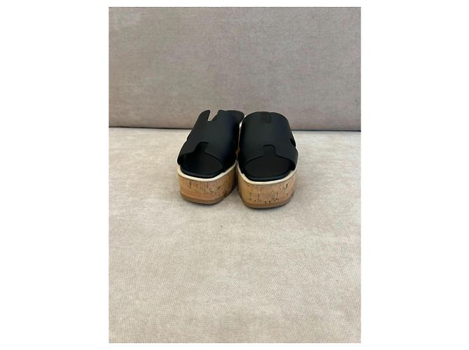 Oran Hermès Eze 30 Sandali Zeppa Pelle Nera Nero - vista 2