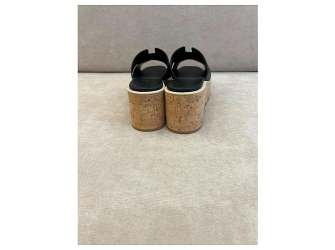 Oran Hermès Eze 30 Sandali Zeppa Pelle Nera Nero - vista 3