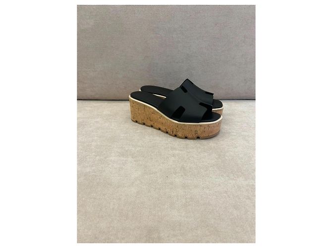 Oran Hermès Eze 30 Sandali Zeppa Pelle Nera Nero - vista 4
