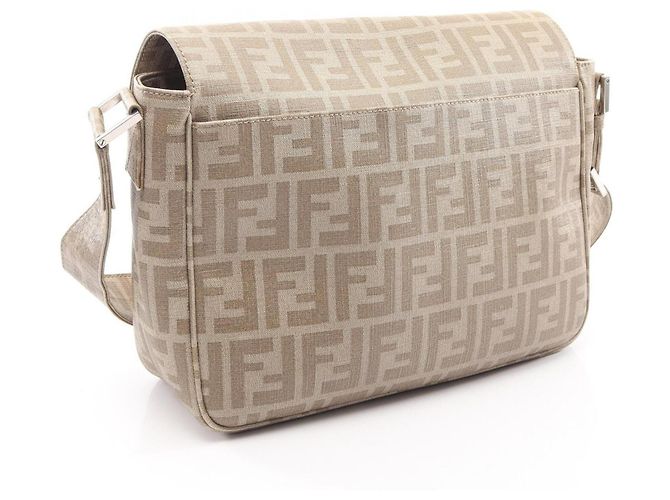 Borsa a Spalla Fendi Zucca Beige - vista 2