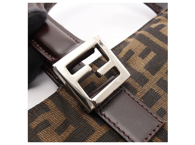 Borsa Fendi Zucca marrone in pelle e tela - vista 10