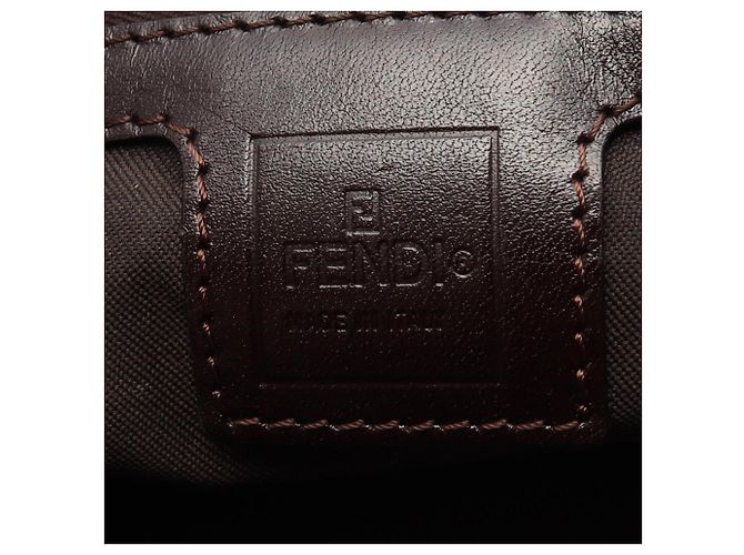 Borsa Fendi Zucca marrone in pelle e tela - vista 4