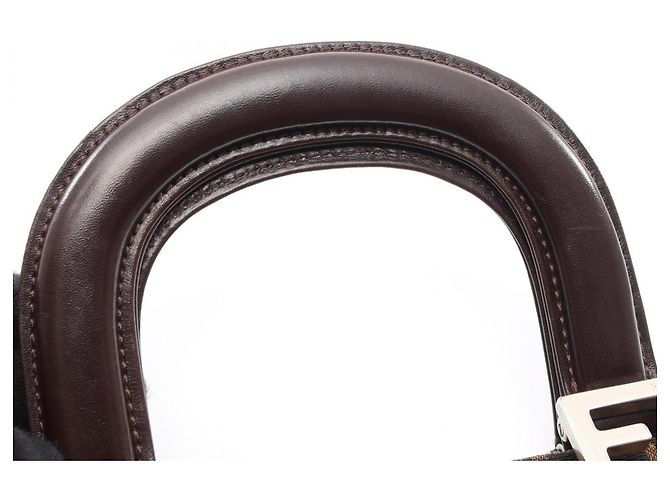 Borsa Fendi Zucca marrone in pelle e tela - vista 7