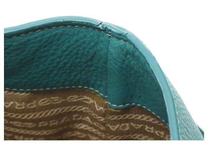Borsa Tote 2-Way in pelle verde Prada - vista 8