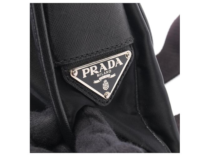 Borsa a tracolla Prada Black Tessuto & Saffiano Nero - vista 5